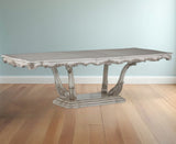 44" Off White Solid Wood Pedestal Base Dining Table