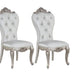 Set of Two Cream and Antiqued White Upholstered Fabric Queen Anne Back Dining Side Chairs