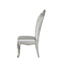 Set of Two Cream and Antiqued White Upholstered Fabric Queen Anne Back Dining Side Chairs