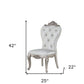 Set of Two Cream and Antiqued White Upholstered Fabric Queen Anne Back Dining Side Chairs
