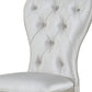 Set of Two Cream and Antiqued White Upholstered Fabric Queen Anne Back Dining Side Chairs