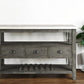 18" X 54" X 36" White Marble Gray Oak Wood Server