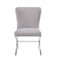 24" Beige and Silver Velvet Parsons Chair
