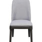 Set of Two Light Gray And Gray Upholstered Linen Dining Side Chairs