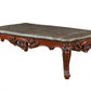40" Dark Brown and Merlot Genuine Marble And Solid Wood Coffee Table