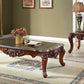 40" Dark Brown and Merlot Genuine Marble And Solid Wood Coffee Table