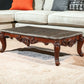 36" Gray and Brown Genuine Marble And Solid Wood Coffee Table
