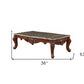 36" Gray and Brown Genuine Marble And Solid Wood Coffee Table