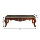 36" Gray and Brown Genuine Marble And Solid Wood Coffee Table