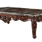40" Dark Brown and Merlot Genuine Marble And Solid Wood Coffee Table