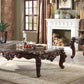 40" Dark Brown and Merlot Genuine Marble And Solid Wood Coffee Table