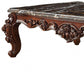 40" Dark Brown and Merlot Genuine Marble And Solid Wood Coffee Table