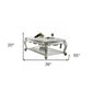 36" White Resin And Wood Coffee Table With Shelf