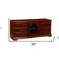 58" Brown Solid and Manufactured Wood Enclosed and Open Storage TV Stand