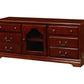 58" Brown Solid and Manufactured Wood Enclosed and Open Storage TV Stand