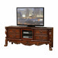 74" Off White Wood And Glass Carved Scrollwork Entertainment Center
