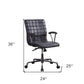 24" X 25" X 36" Vintage Black Top Grain Leather Aluminum Metal Upholstered (Seat) Casters Engineered Wood Executive Office Chair