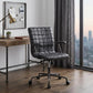 24" X 25" X 36" Vintage Black Top Grain Leather Aluminum Metal Upholstered (Seat) Casters Engineered Wood Executive Office Chair