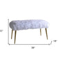 18" White and Gold Faux Fur And Metal Bench