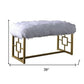 18" White and Gold Faux Fur And Metal Bench