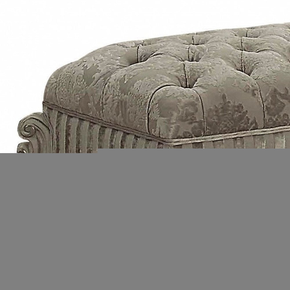 28" X 65" X 20" Ivory Fabric Bone White Upholstery Poly Resin Bench