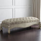 28" X 65" X 20" Ivory Fabric Bone White Upholstery Poly Resin Bench