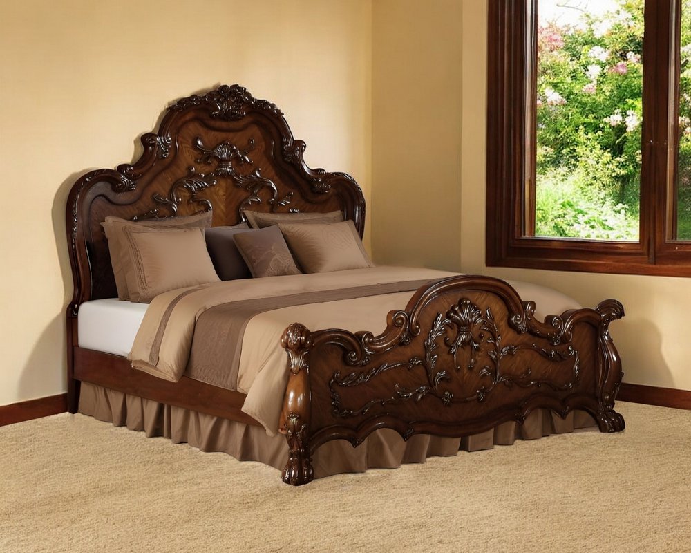 Brown Solid Wood Bed Frame
