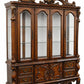 19" X 74" X 89" Cherry Oak Wood Poly Resin Glass Hutch  Buffet