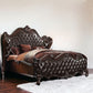 Dark Brown King Bed Frame with Nailhead Trim