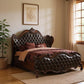 Dark Brown King Bed Frame with Nailhead Trim