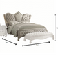 Ivory and White Solid Wood And Tufted Velvet Bed Frame With Nailhead Trim