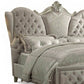 Ivory and White Solid Wood And Tufted Velvet Bed Frame With Nailhead Trim
