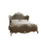 King Tufted Ivory And Gray Upholstered Faux Leather Bed With Nailhead Trim