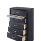 63" Black Manufactured Wood Nine Drawer Gentlemans Chest