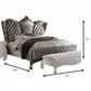 Gray Queen Tufted Upholstered Velvet Bed Frame with Nailhead Trim