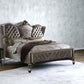 Gray Queen Tufted Upholstered Velvet Bed Frame with Nailhead Trim