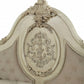 Antiqued White Solid Wood Tufted Upholstered Linen Bed Frame