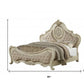 Antiqued White Solid Wood Tufted Upholstered Linen Bed Frame