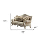 88" Champagne Velvet Curved Floral Sofa And Toss Pillows