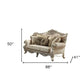 88" Champagne Velvet Curved Floral Sofa And Toss Pillows