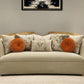 41" Beige Velvet Curved Sofa And Toss Pillows With Natural Legs