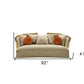 41" Beige Velvet Curved Sofa And Toss Pillows With Natural Legs