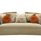 41" Beige Velvet Curved Sofa And Toss Pillows With Natural Legs