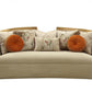 41" Beige Velvet Curved Sofa And Toss Pillows With Natural Legs