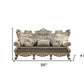 41" Champagne Cotton Blend Curved Floral Sofa And Toss Pillows