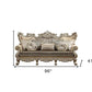 41" Champagne Cotton Blend Curved Floral Sofa And Toss Pillows