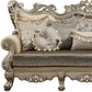 41" Champagne Cotton Blend Curved Floral Sofa And Toss Pillows