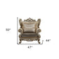 47" Beige Green and Champagne Fabric Geometric Arm Chair And Toss Pillow
