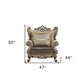 47" Beige Green and Champagne Fabric Geometric Arm Chair And Toss Pillow