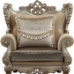 47" Beige Green and Champagne Fabric Geometric Arm Chair And Toss Pillow